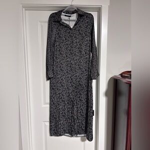 Deluc Charcoal Floral Long Sleeve Dress Size Small